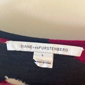 Diane Von Furstenberg Richley Dove Bloom Wool Wrap Dress - Large